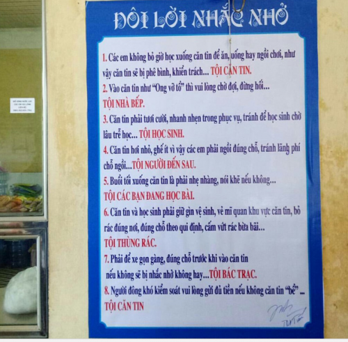 nội quy căng tin hài hước ảnh 1 noi quy cang tin hai huoc anh 1