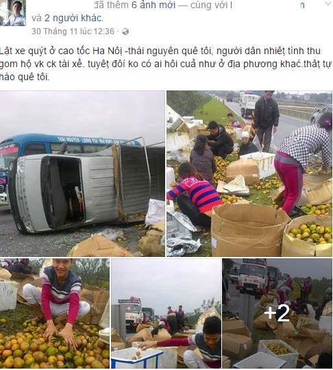 nguoi dan thu hoa qua giup tai xe anh 1