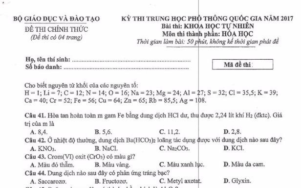 Bai giai mon Hoa hoc THPT quoc gia ma de 218 hinh anh