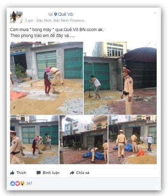 CSGT dọn lúa giúp dân ảnh 1 CSGT don lua giup dan anh 1