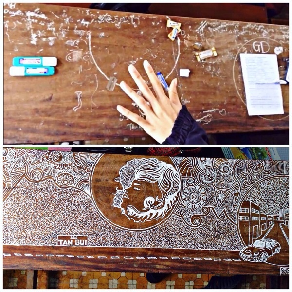 ve tranh len ban hoc anh 7