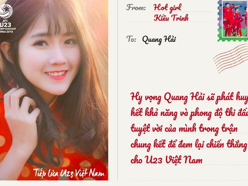 Kha Ngan, Khanh Vy va dan hot teen gui thiep chuc U23 Viet Nam vo dich hinh anh