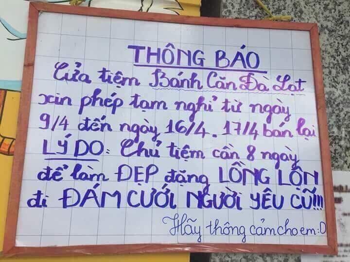 nghỉ bán hàng đi đám cưới người yêu cũ ảnh 1 nghi ban hang di dam cuoi nguoi yeu cu anh 1