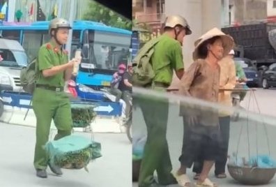 sinh viên cảnh sát giúp đỡ bà cụ ảnh 1 sinh vien canh sat giup do ba cu anh 1
