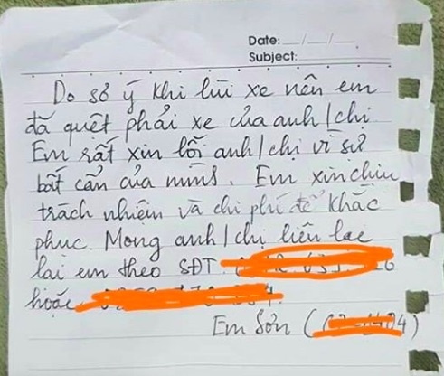 lời xin lỗi khi tài xế va quệt xe ảnh 1 loi xin loi khi tai xe va quet xe anh 1