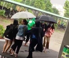 bác bảo vệ che ô cho sinh viên  ảnh 1 bac bao ve che o cho sinh vien anh 1