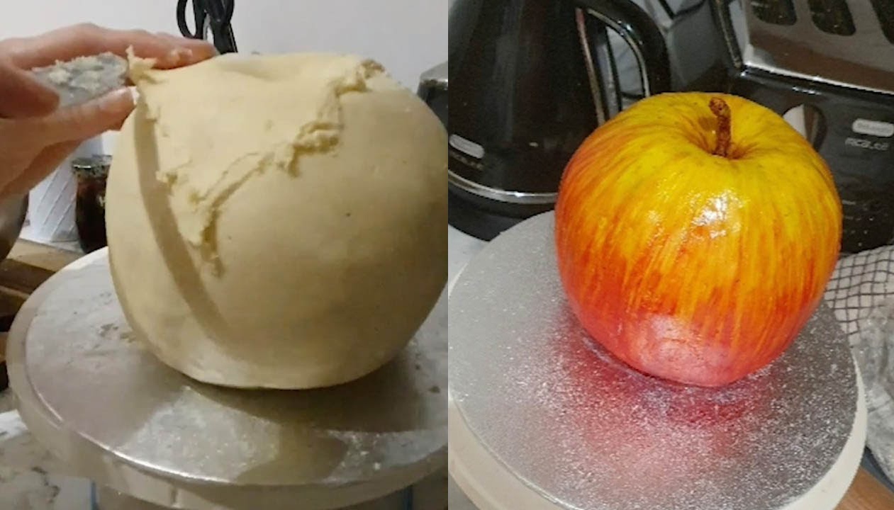 Co gai lam banh kem giong het trai cay that hinh anh