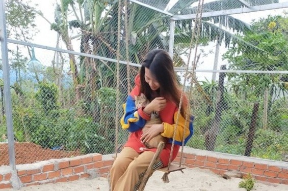 Co gai nghi viec o TP.HCM de ve que nuoi meo hinh anh