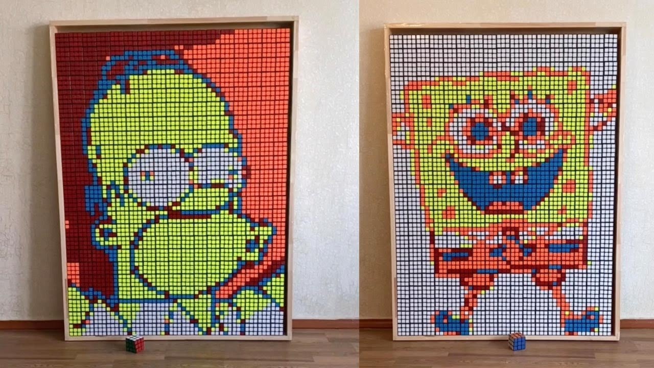 Ve tranh bang hang tram khoi rubik hinh anh