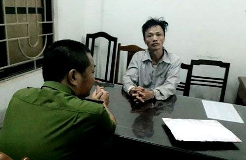 Triệu Văn Thắng tại cơ quan điều tra. Ảnh: Công an cung cấp.