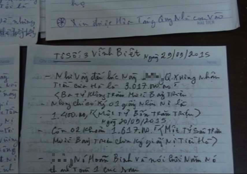 Một trong những lá thư tuyệt mệnh ông Hà để lại. Ảnh: CACC.