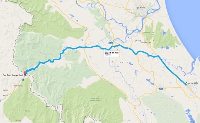 Hiện trường vụ sập giàn giáo cách TP Vinh gần 90 km, TP Hà Tĩnh gần 110 km.