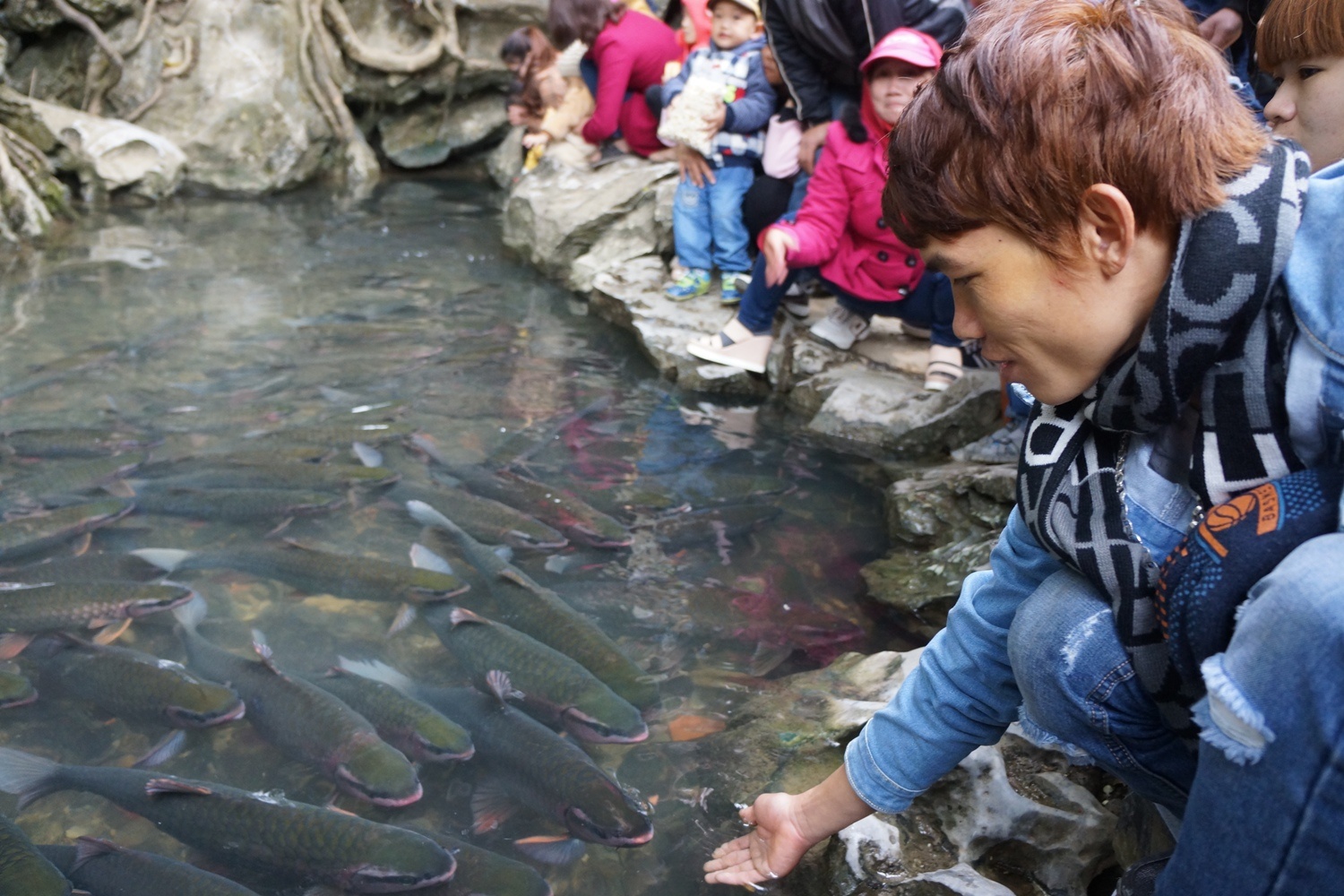 Du khach do ve suoi ca than cau may hinh anh