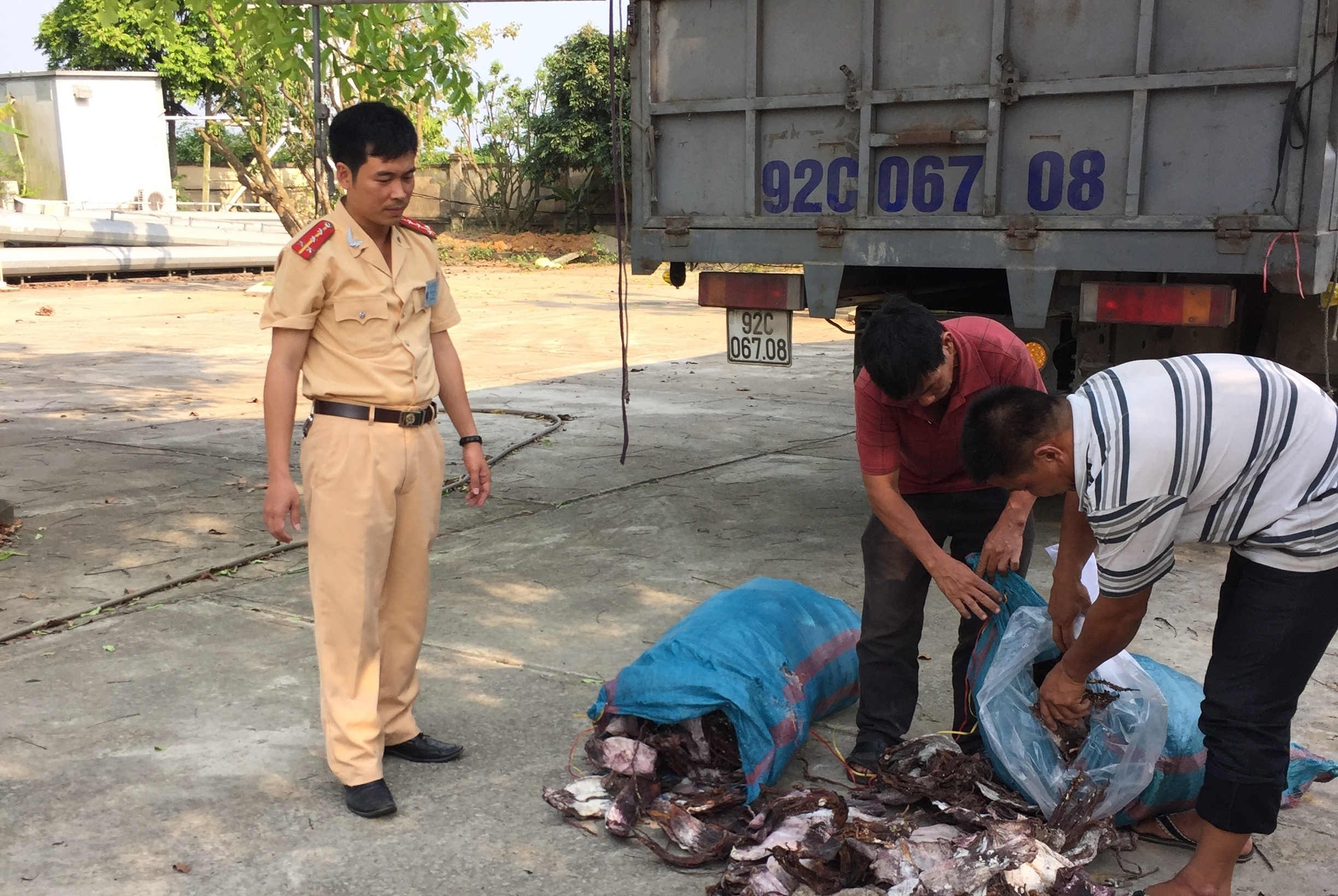 Bat xe tai cho hon 21 tan muc thoi hinh anh