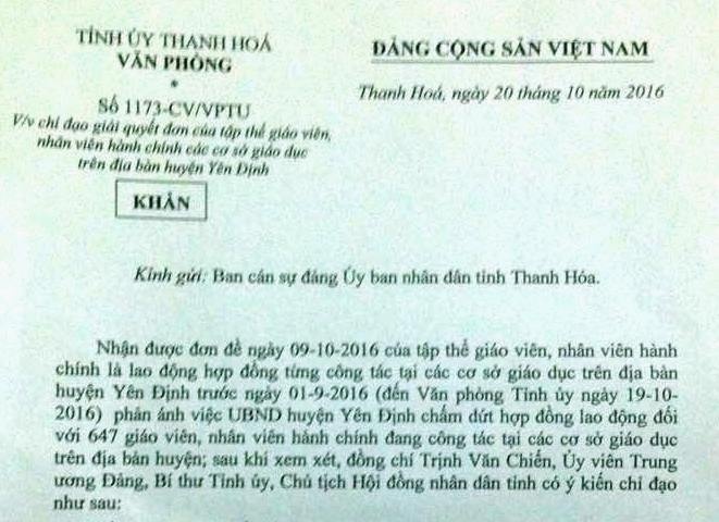 Bi thu Thanh Hoa chi dao giai quyet vu giao vien mat viec hinh anh