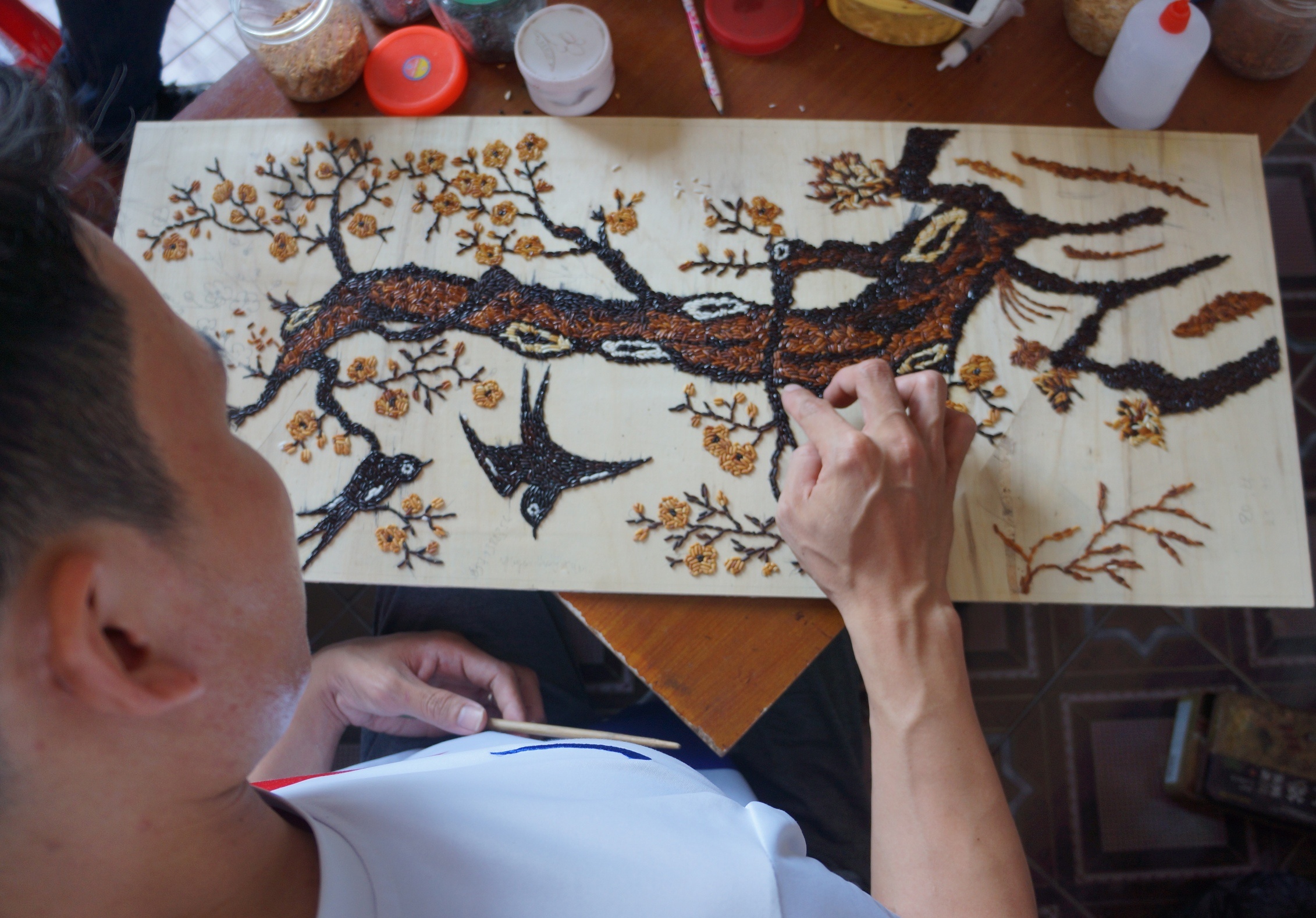 Ve tranh bang hat gao anh 5