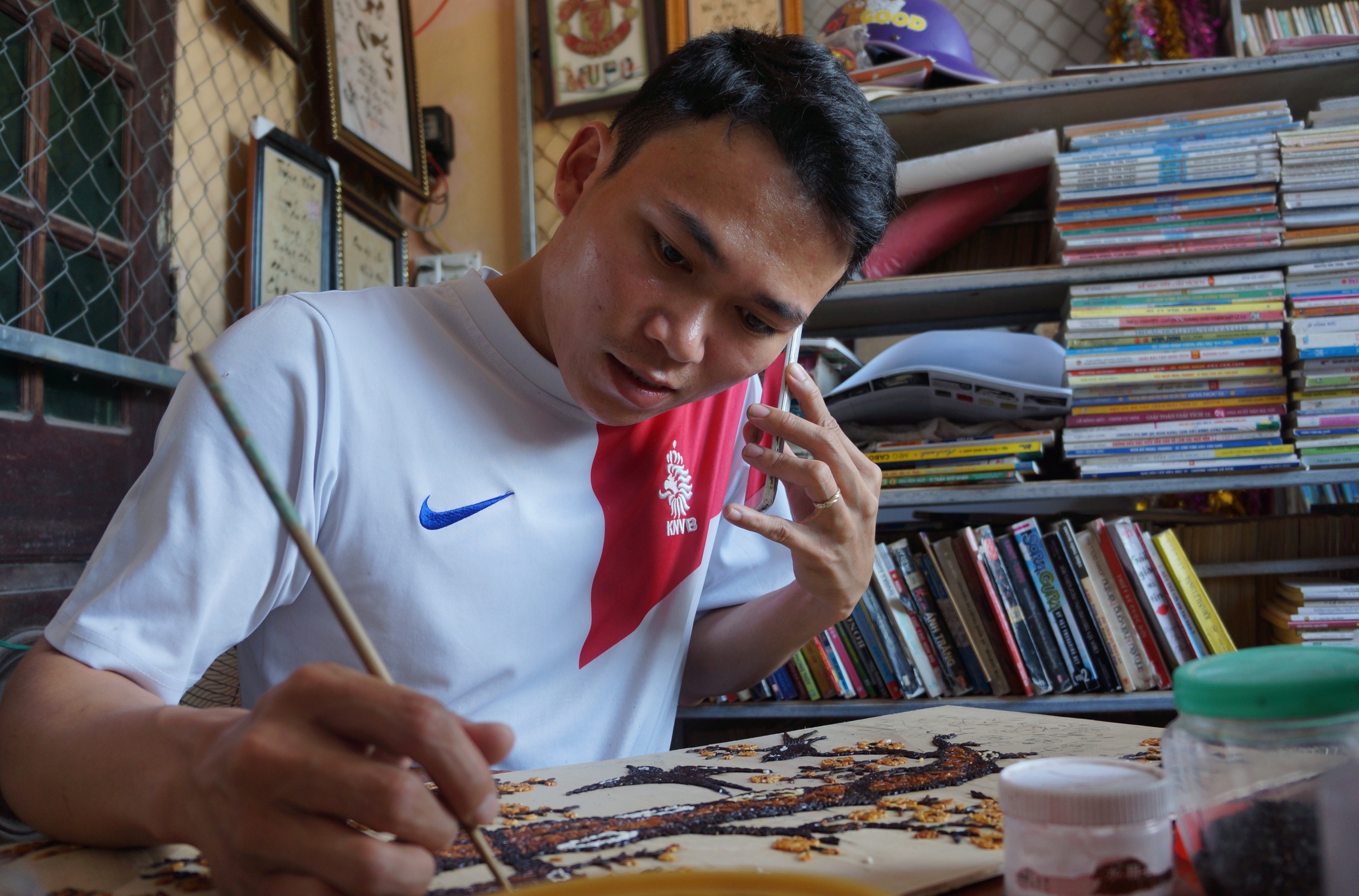 Ve tranh bang hat gao anh 9