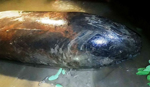 Qua bom dai hon 1 m nam duoi suoi hinh anh