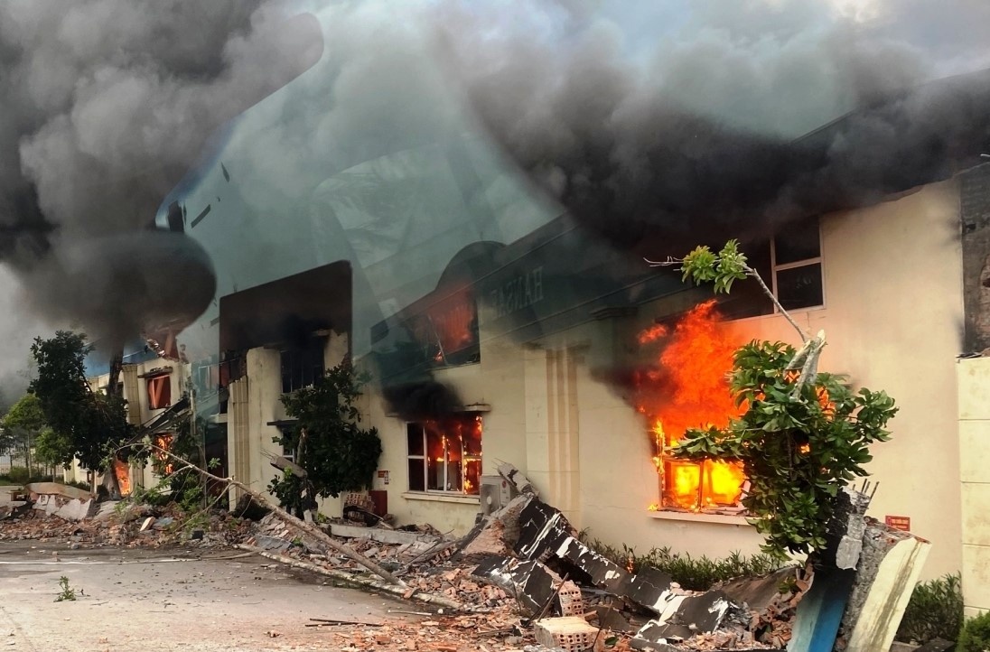 Chay lon tai cong ty may o Thanh Hoa hinh anh