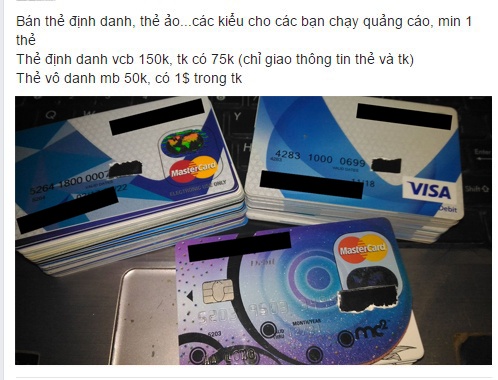 The Visa gia 100.000 dong ban day tren mang de quang cao lau hinh anh
