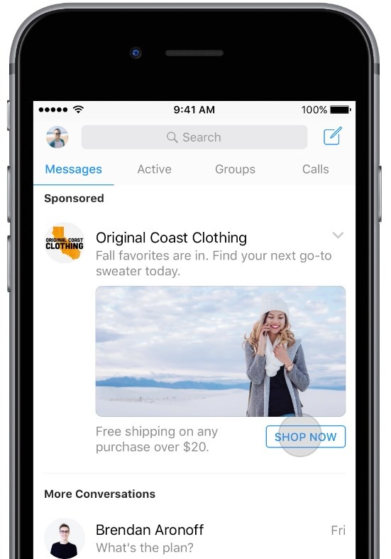 Quang cao Facebook Messenger anh 1