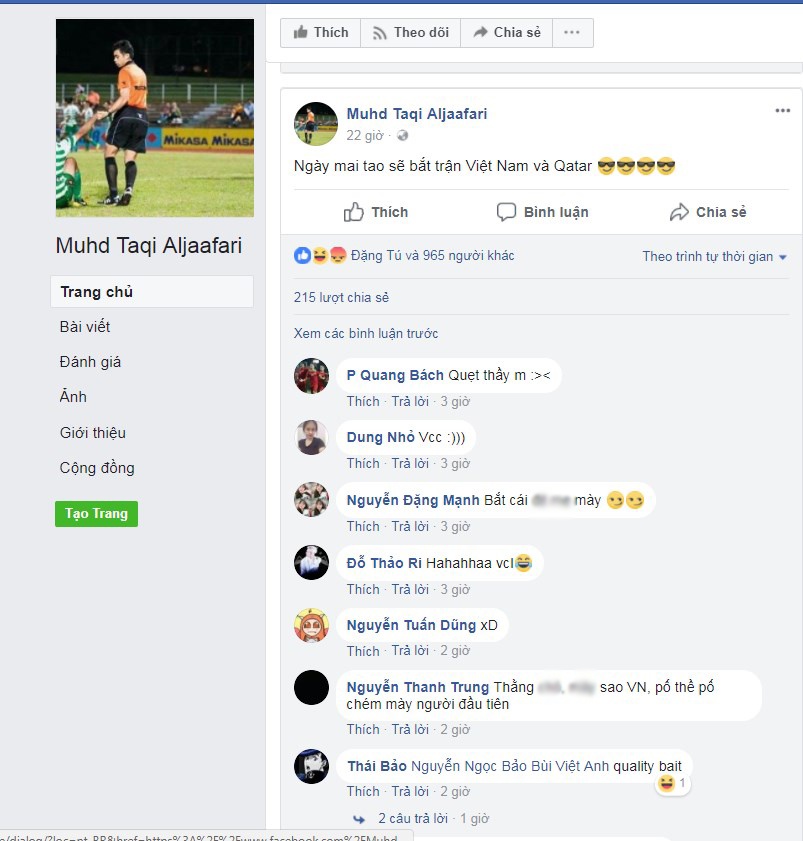 Cư dân mạng ném đá Facebook giả trọng tài ảnh 1 Cu dan mang nem da Facebook gia trong tai anh 1