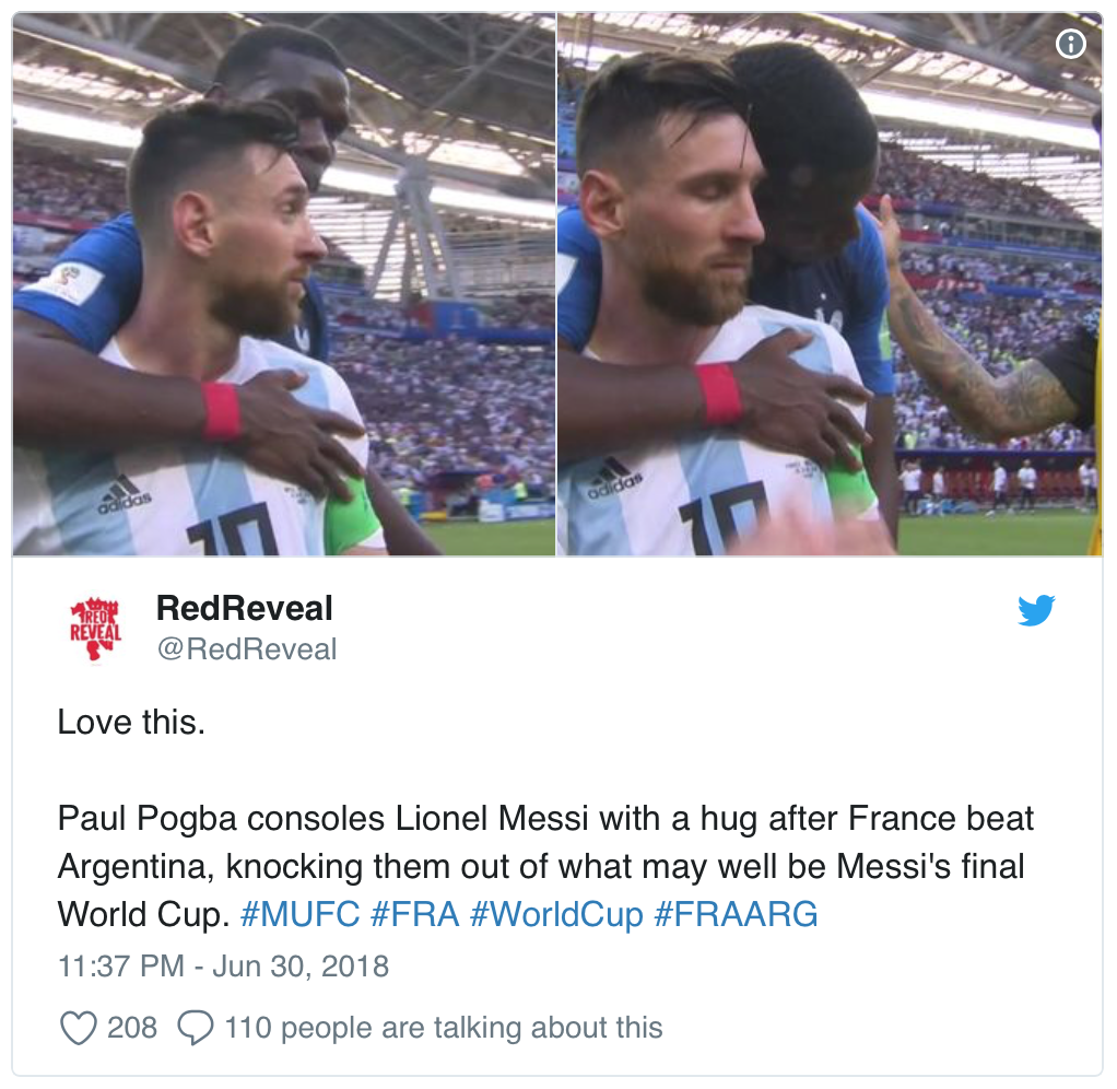 Pogba dành cái ôm thân tình chia buồn Messi, Paul Pogba, Lionel Messi, World Cup ảnh 1 Pogba danh cai om than tinh chia buon Messi, Paul Pogba, Lionel Messi, World Cup anh 1