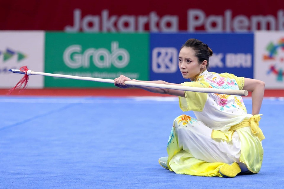 wushu Viet Nam tai ASIAD 18,  Pham Quoc Khanh,  Duong Thuy Vi anh 1