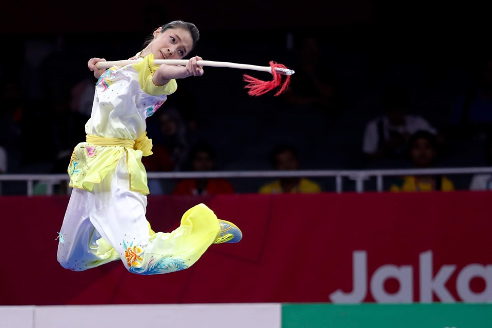 wushu Viet Nam tai ASIAD 18,  Pham Quoc Khanh,  Duong Thuy Vi anh 2