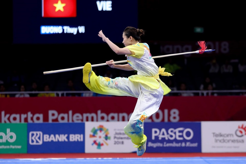 wushu Viet Nam tai ASIAD 18,  Pham Quoc Khanh,  Duong Thuy Vi anh 5