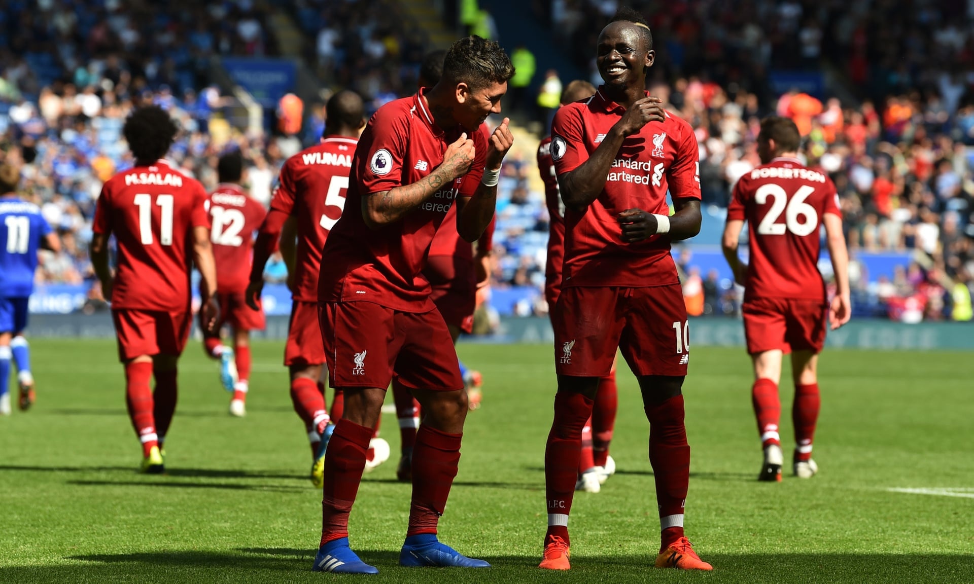 Liverpool,  Leicester City,  Mohamed Salah,  Roberto Firmino anh 10