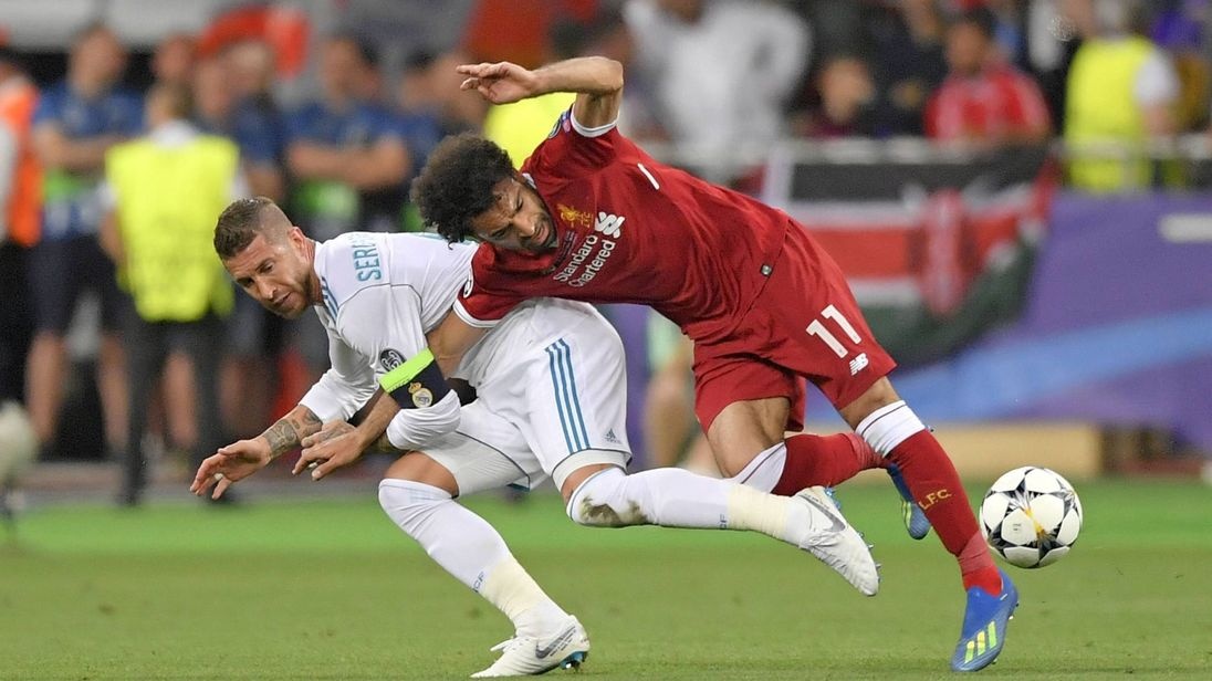 Sergio Ramos,  Mohamed Salah,  Champions League,  Liverpool anh 1