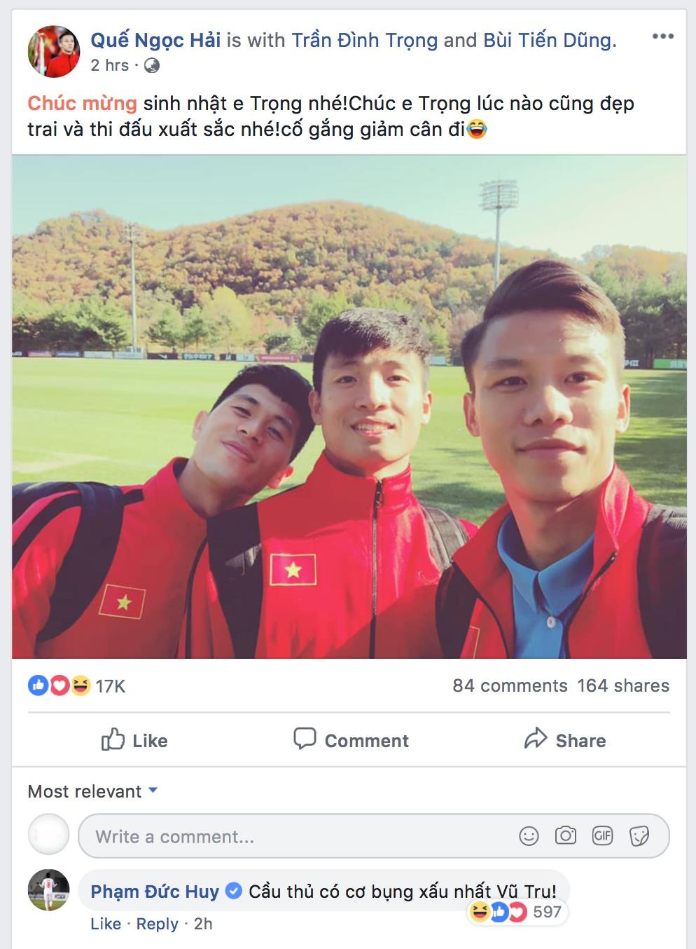 Trần Đình Trọng, Phạm Đức Huy, chúc mừng sinh nhật, CLB Hà Nội, đội tuyển Việt Nam ảnh 1 Tran Dinh Trong, Pham Duc Huy, chuc mung sinh nhat, CLB Ha Noi, doi tuyen Viet Nam anh 1