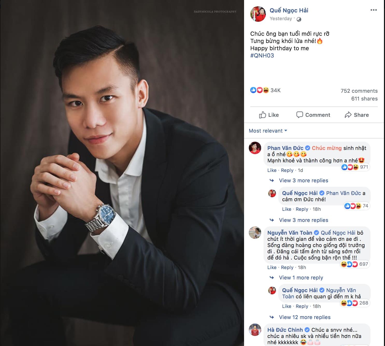 Quế Ngọc Hải, chúc mừng sinh nhật, Văn Toàn, đội tuyển Việt Nam, HAGL ảnh 1 Que Ngoc Hai, chuc mung sinh nhat, Van Toan, doi tuyen Viet Nam, HAGL anh 1