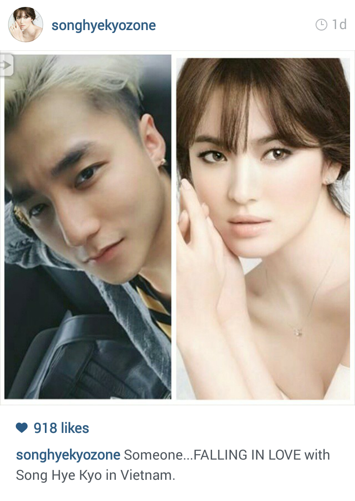 Ảnh ghép Sơn Tùng và Song Hye Kyo trên fanpage của nữ diễn viên.