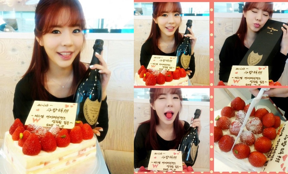 Sunny hạnh phúc khi nhận quà sinh nhật từ tập thể nhân viên công ty quản lý.