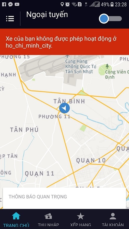 Uber ngung hoat dong,  ung dung uber ngung hoat dong,  tai xe bat luc nhin ung dung Uber khong hoat dong,  khong Uber tu lai xe den co quan anh 1
