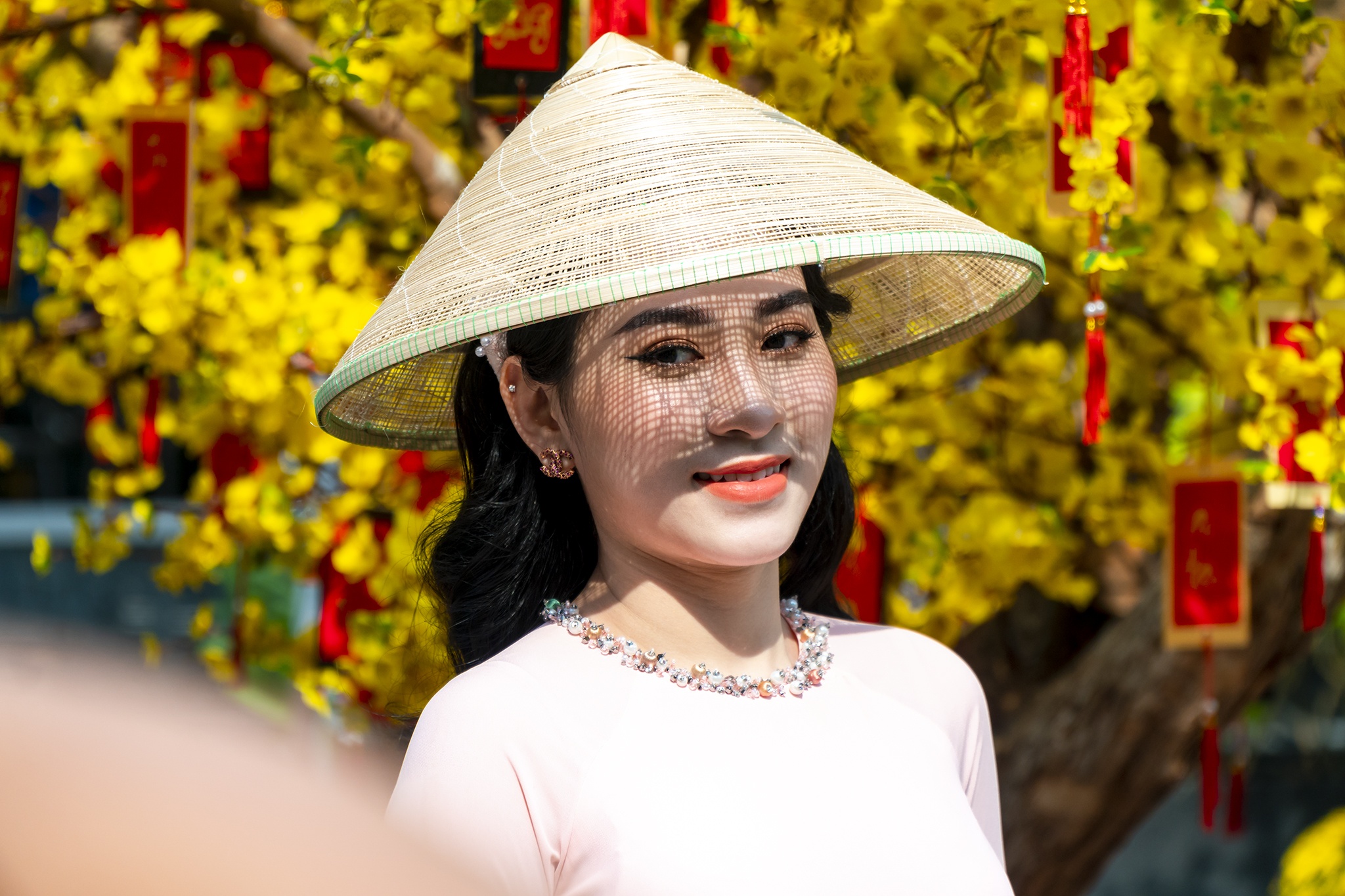 Ban tre xung xinh dien ao dai, check-in duong mai gia o TP.HCM hinh anh