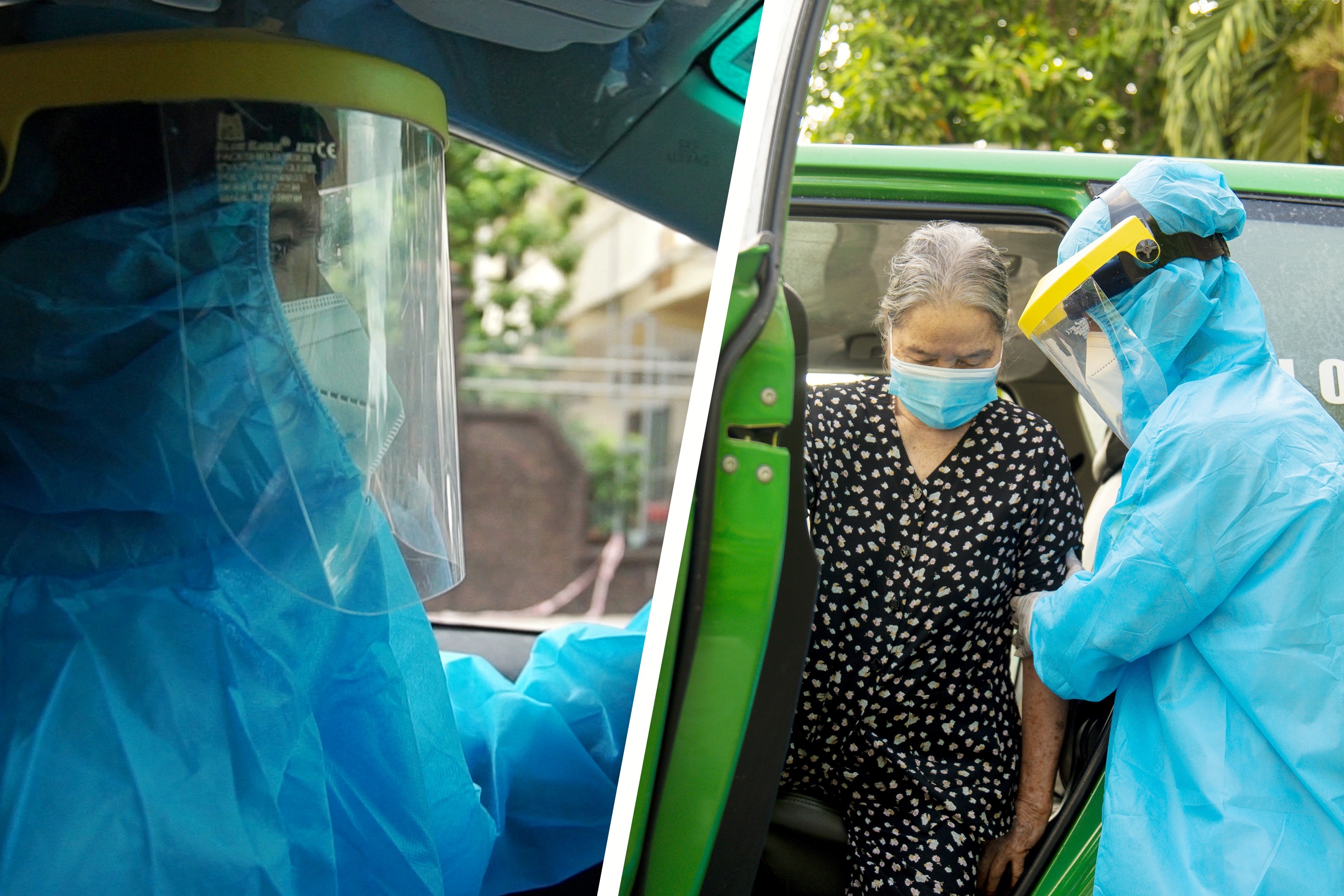 Tai xe taxi ke chuyen cap cuu F0 o TP.HCM hinh anh