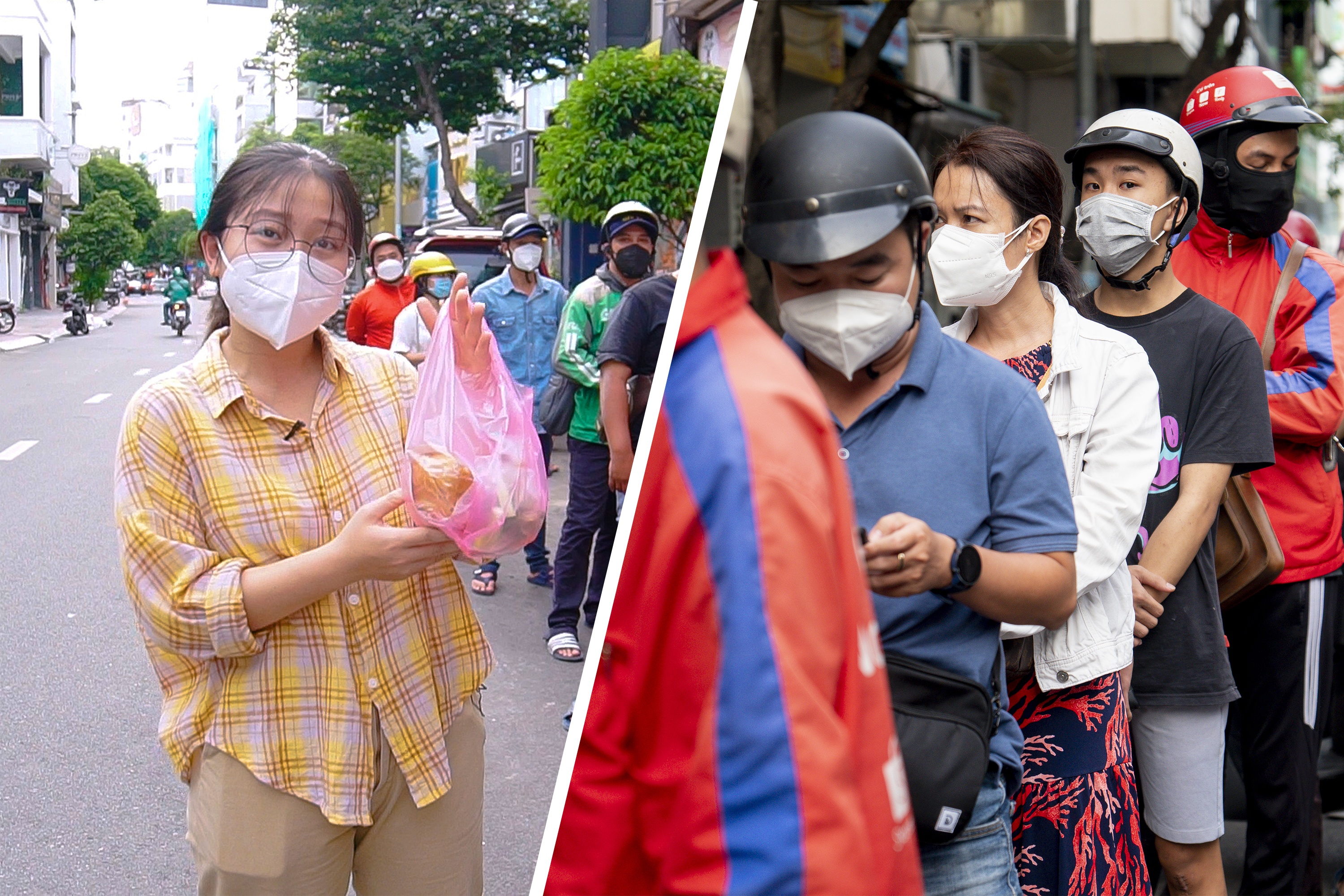 Xep hang mua banh mi sau khi TP.HCM noi long gian cach hinh anh