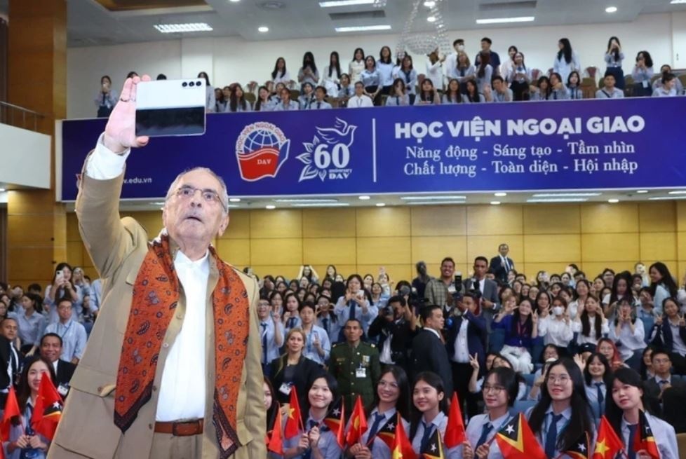 Tong thong Timor-Leste giao luu voi sinh vien Hoc vien Ngoai giao hinh anh