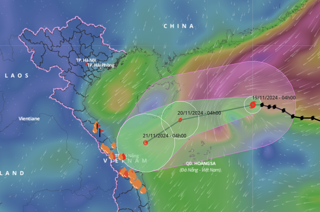 Bao Manyi tien ve vung bien Trung Trung Bo hinh anh