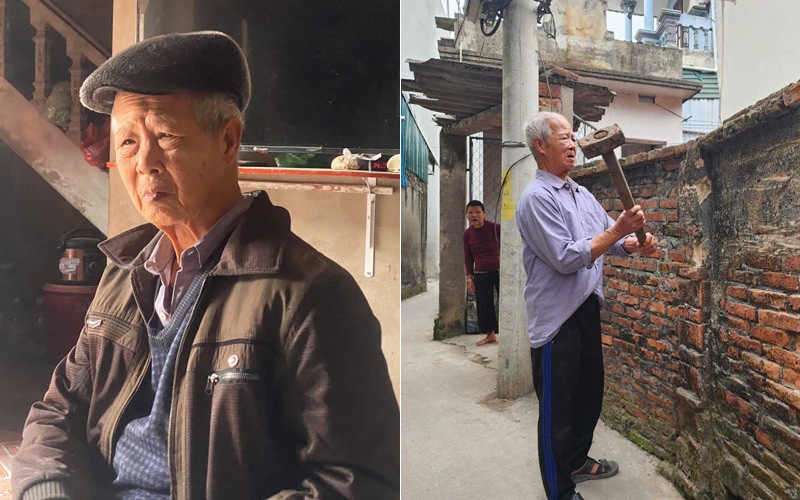 Cu ong 85 tuoi o Ha Noi tu tay dap tuong mo loi di, ca xom phan khoi hinh anh