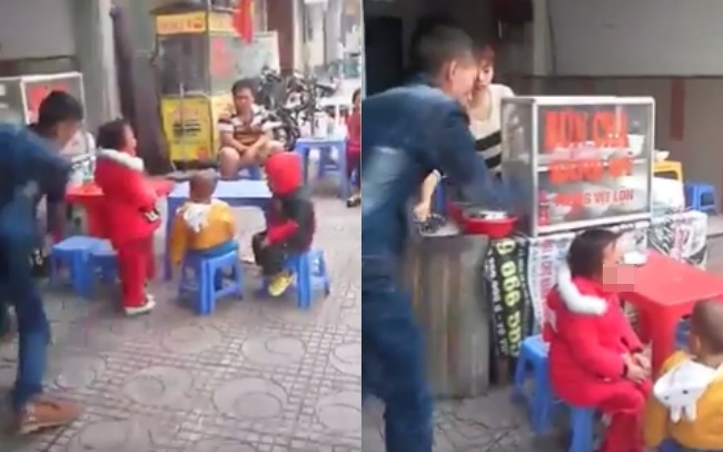 Dan mang len an nguoi dan ong quat day lung vao dau be gai hinh anh