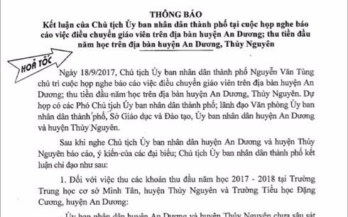 Hai Phong yeu cau co giao nghi tu tu chap hanh viec chuyen truong hinh anh
