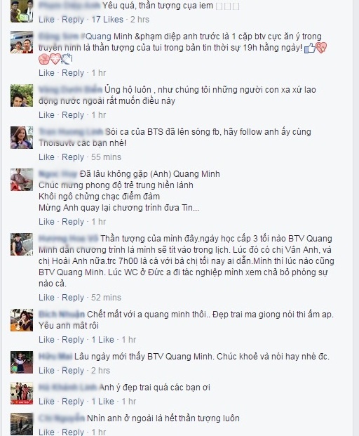 BTV Quang Minh lan dau xuat hien tren facebook anh 2