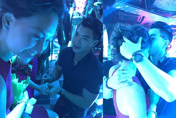 Truong Nam Thanh quy goi cau hon Thuy Linh o quan bar hinh anh