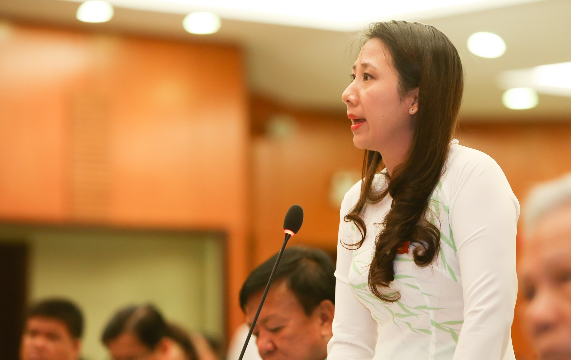 Đại biểu Phan Thị Thanh Hiền chất vấn các sở, ngành TP HCM. Ảnh: Hải An.