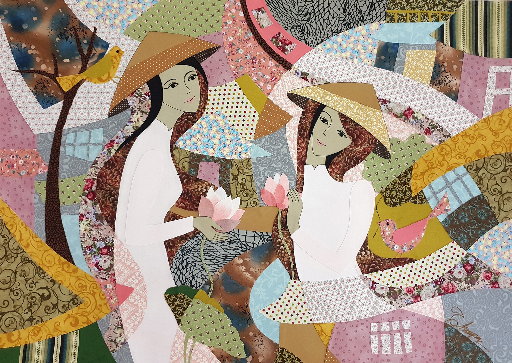 Co gai 'ho bien' vai vun thanh nhung buc tranh hinh anh