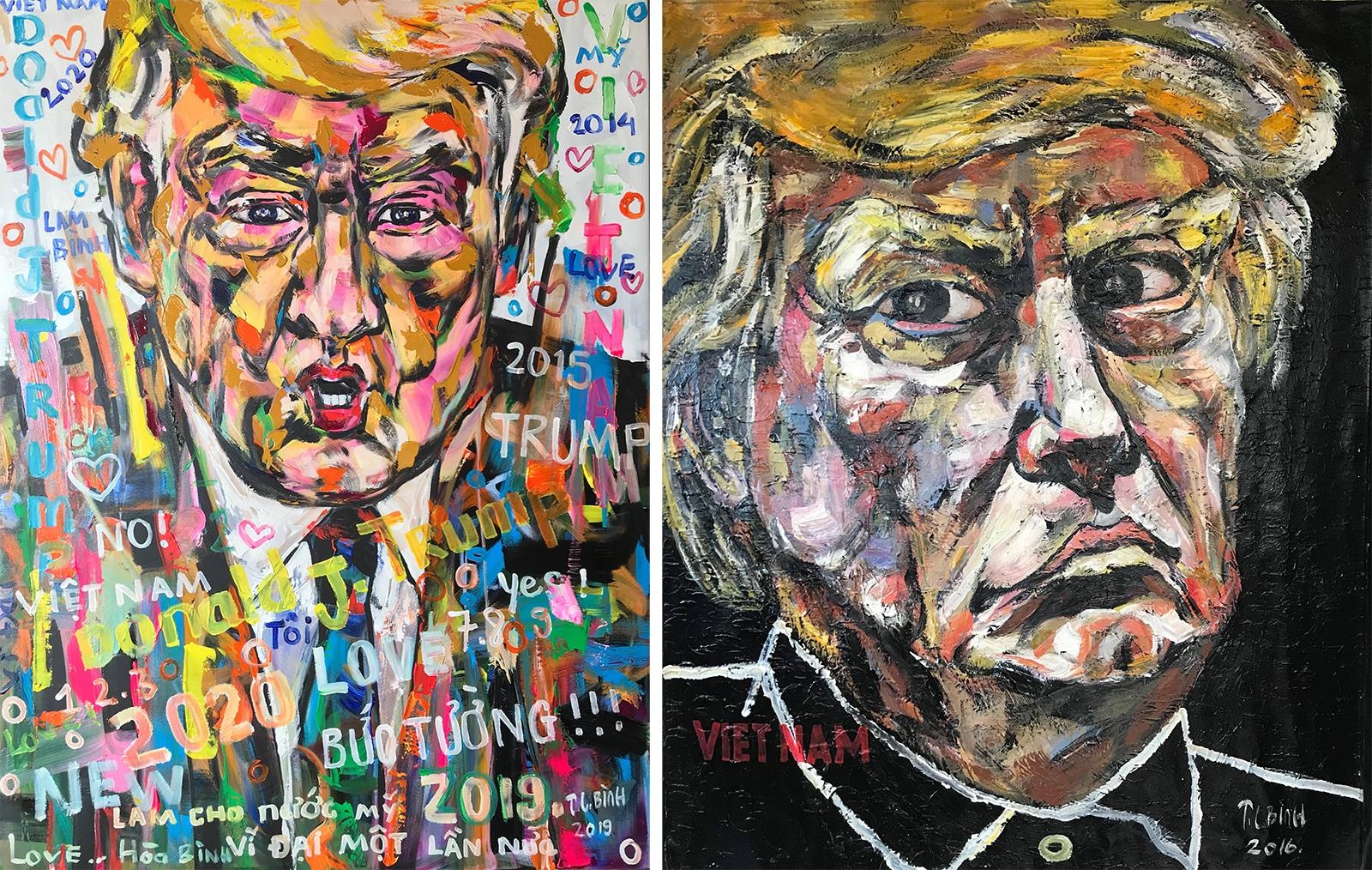 Tranh vẽ Donald Trump của họa sĩ Việt ảnh 1 Tranh ve Donald Trump cua hoa si Viet anh 1